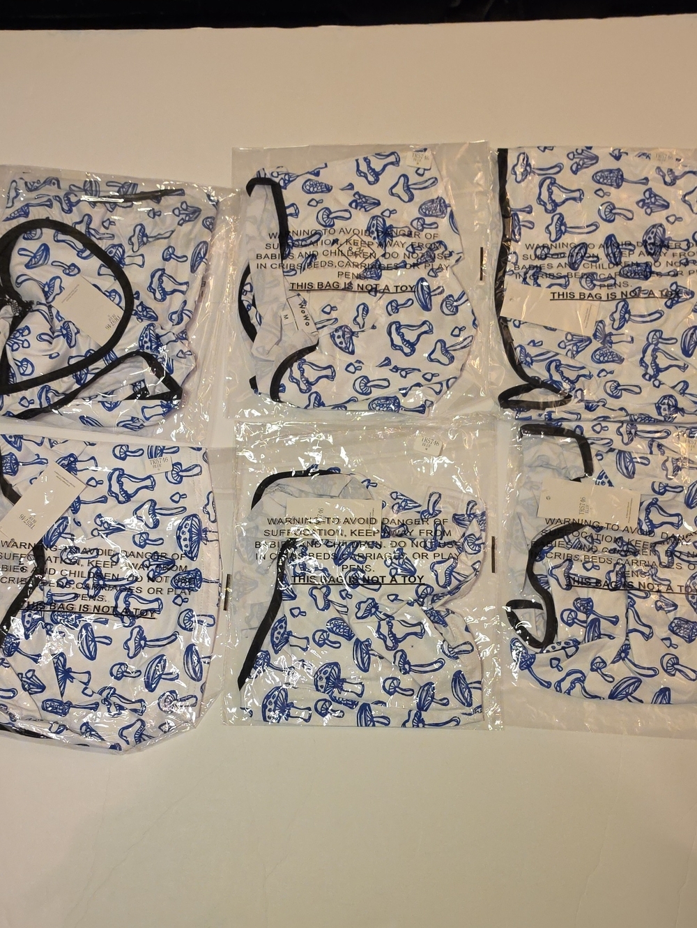 WoWo Blue Mushroom Print Halter Crop Top Bundle Of 6